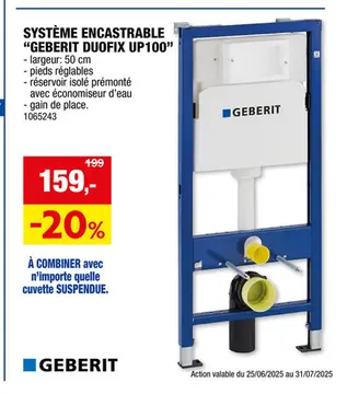 Offre: Système encastrable "GEBERIT duofix up100"