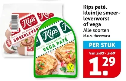 Aanbieding: Kips paté, kleintje smeerleverworst of vega