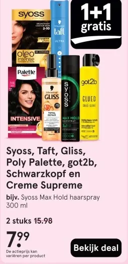 Aanbieding: Syoss, Taft, Gliss, Poly Palette, got2b, Schwarzkopf en Creme Supreme