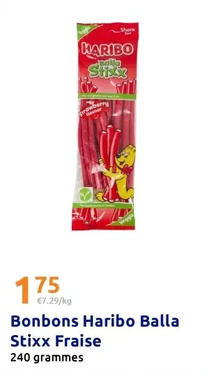 Offre: Haribo Balla Stixx Fraise