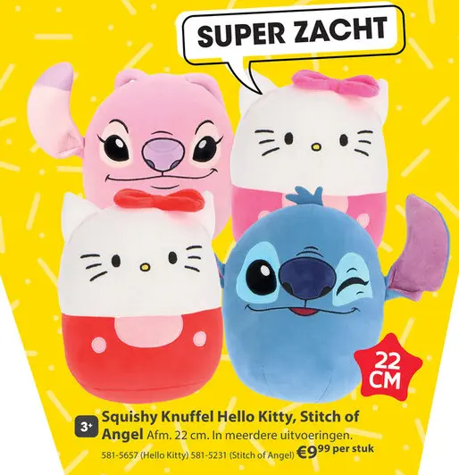 Aanbieding: Squishy Knuffel Hello Kitty, Stitch of Angel