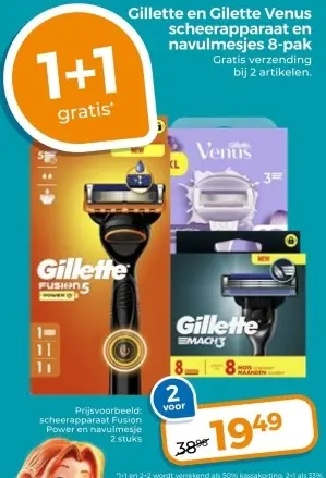 Aanbieding: Gillette en Gillette Venus scheerapparaat en navulmesjes 8-pak