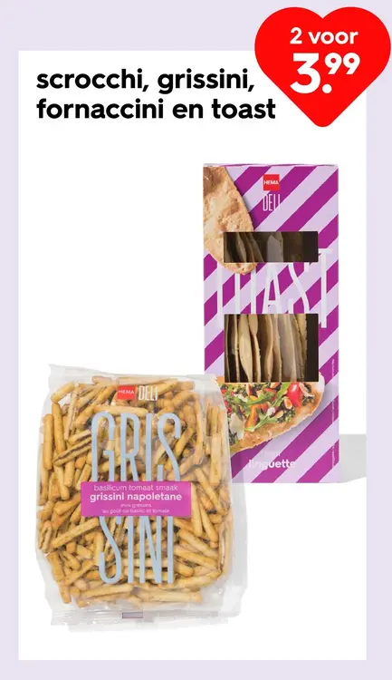 Aanbieding: Scrocchi, grissini, fornaccini en toast