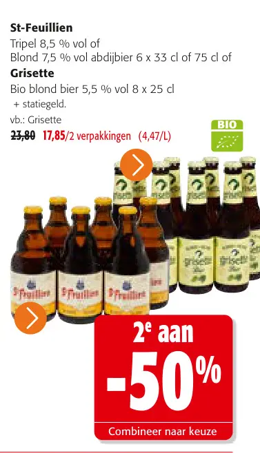 Promotie: St-Feuillien Tripel of Blond abdijbier / Grisette