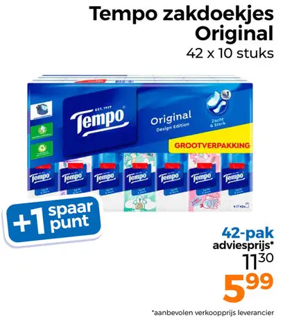 Aanbieding: Tempo zakdoekjes Original