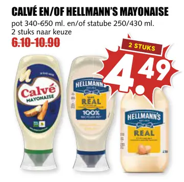 Aanbieding: Calvé en/of HELLMANN'S mayonaise
