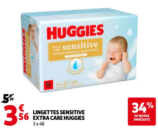 Promotie: Lingettes sensitive extra care HUGGIES