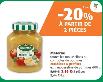 Offre: Materne mousseline de pommes