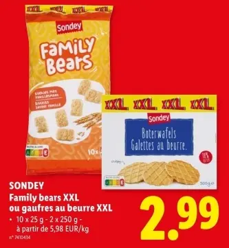 Offre: Family bears XXL ou gaufres au beurre XXL