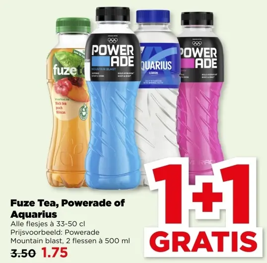 Aanbieding: Fuze Tea, Powerade of Aquarius