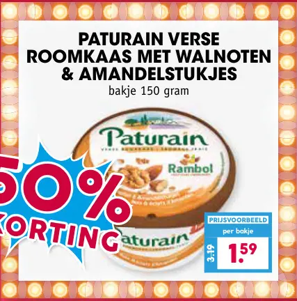 Aanbieding: Verse roomkaas met walnoten & amandelstukjes