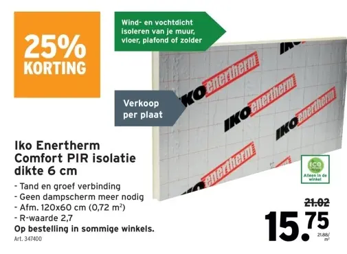 Promotie: Iko Enertherm Comfort PIR isolatie dikte 6 cm