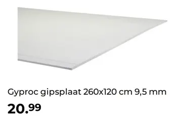 Aanbieding: Gyproc gipsplaat 260x120 cm 9,5 mm
