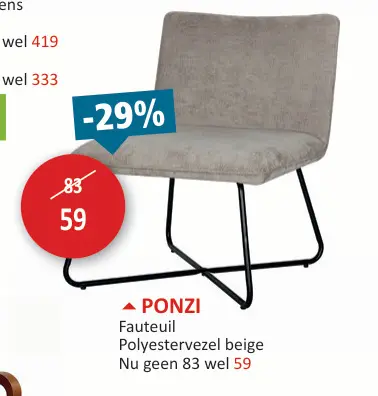 Promotie: Ponzi Fauteuil