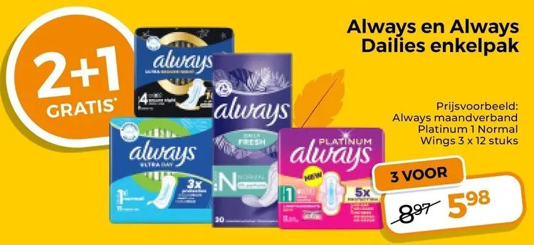 Aanbieding: Always en Always Dailies enkelpak
