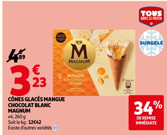 Promotie: Cônes glacés mangue chocolat blanc
