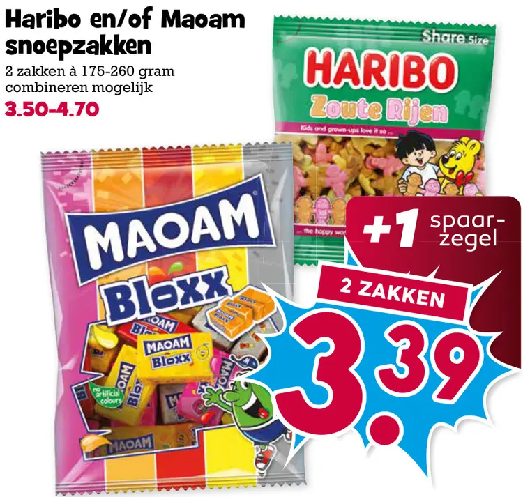 Aanbieding: Haribo en/of Maoam snoepzakken