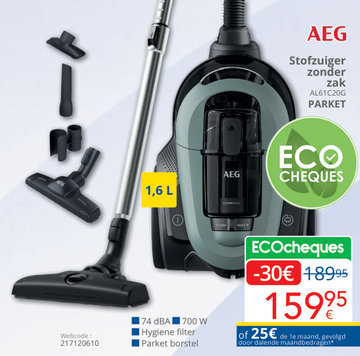 Aanbieding: AEG AL61C20G PARKET Stofzuiger zonder zak