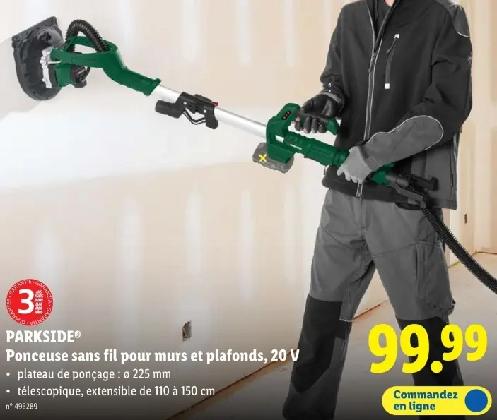 Offre: Ponceuse sans fil pour murs et plafonds, 20 V