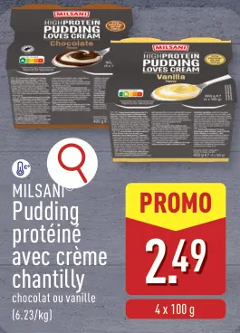 Offre: Pudding protéiné avec crème chantilly