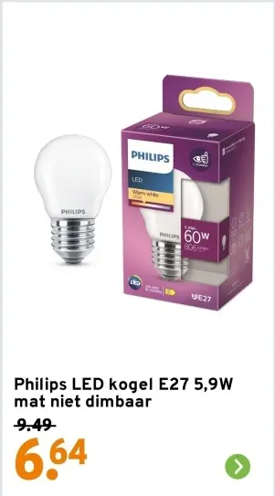 Aanbieding: LED kogel E27