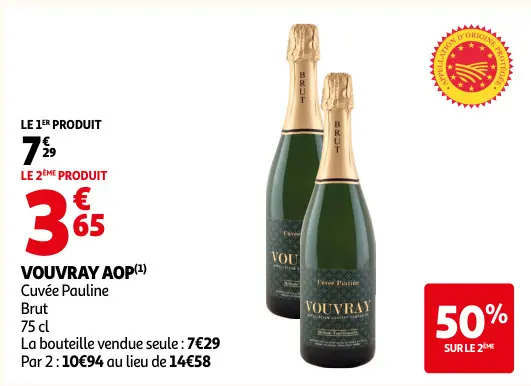 Promotie: VOUVRAY AOP Cuvée Pauline Brut