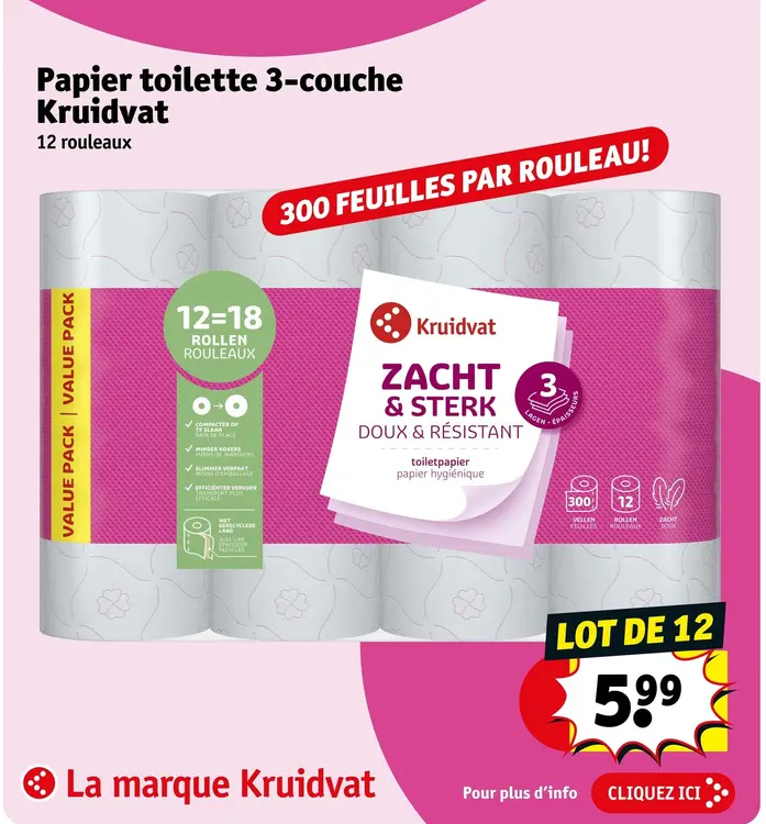 Offre: Papier toilette 3-couche