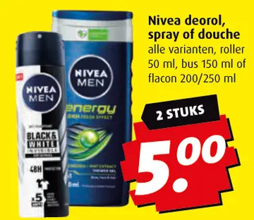 Aanbieding: Nivea deorol, spray of douche