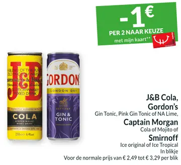 Aanbieding: J&B Cola, Gordon's Gin Tonic, Pink Gin Tonic