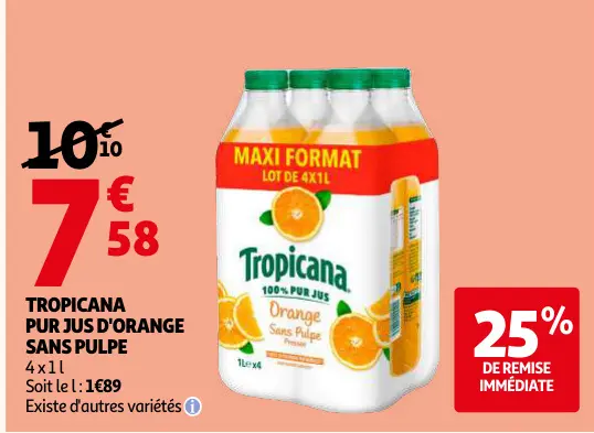 Promotie: Pur jus d'orange sans pulpe