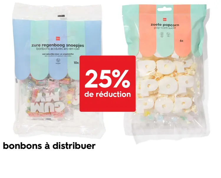 Offre: zure regenboog snoepjes / zoete popcorn