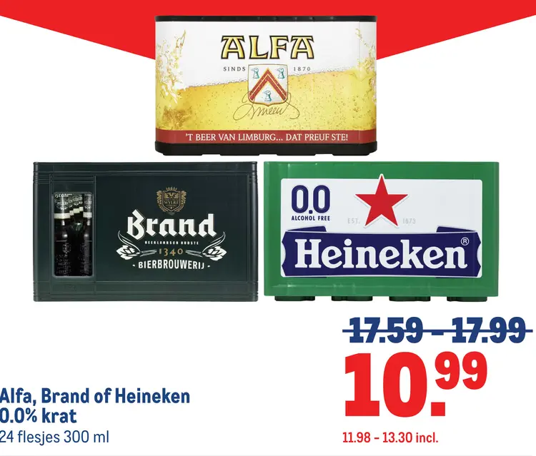 Aanbieding: Alfa, Brand of Heineken 0.0% krat
