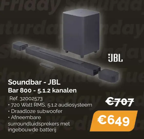 Aanbieding: Soundbar - JBL Bar 800 - 5.1.2 kanalen
