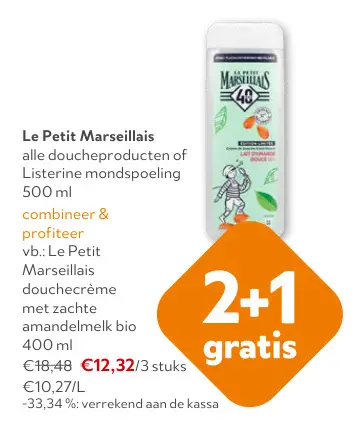 Promotie: Le Petit Marseillais alle doucheproducten of Listerine mondspoeling