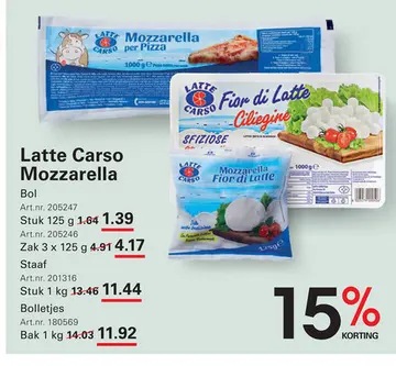 Aanbieding: Latte Carso Mozzarella