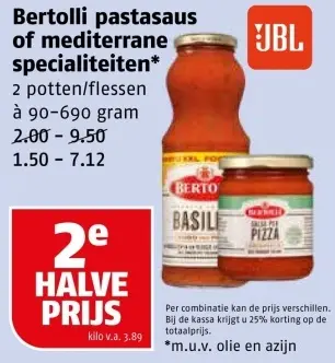 Aanbieding: Bertolli pastasaus of mediterrane specialiteiten