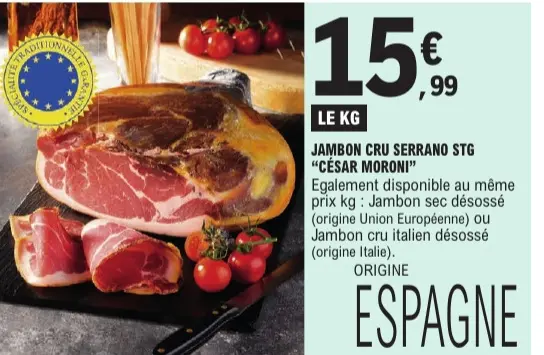 Offre: Jambon cru Serrano STG