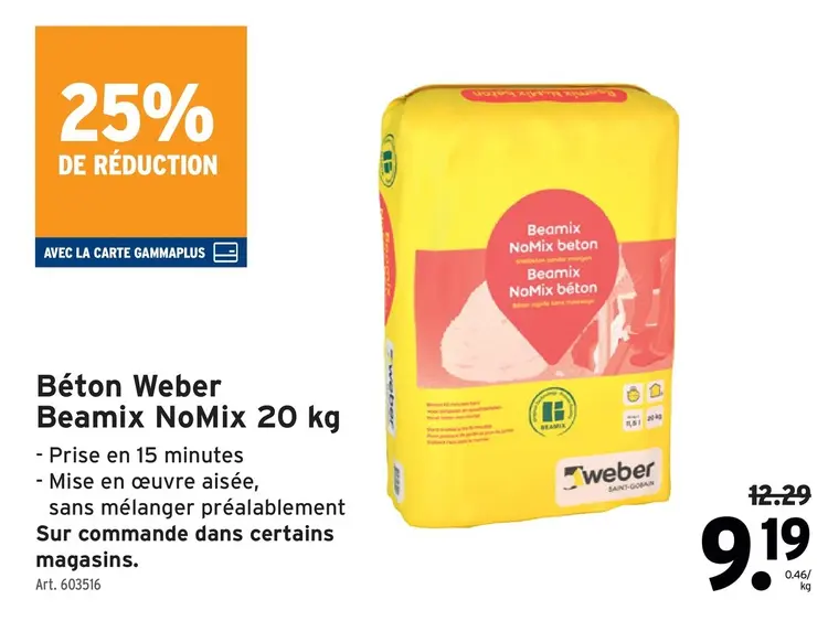 Offre: Béton Weber Beamix NoMix