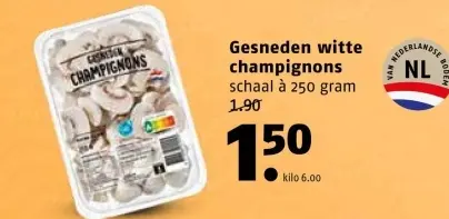 Aanbieding: Gesneden witte champignons
