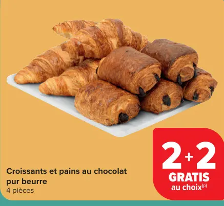 Offre: Croissants et pains au chocolat pur beurre
