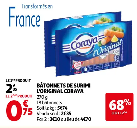 Offre: Bâtonnets de surimi l'original