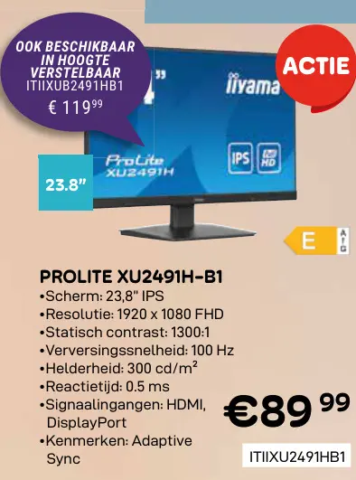 Aanbieding: Prolite xu2491h-b1