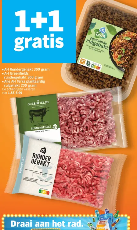 Aanbieding: Rundergehakt, Greenfields rundergehakt, Terra plantaardig rulgehakt