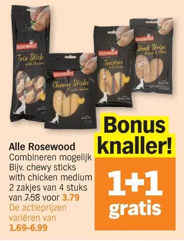 Promotie: Rosewood dog treats (Trio Stick, Chewy Sticks