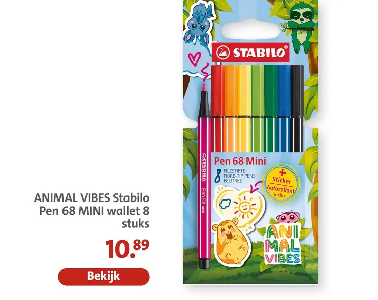 Aanbieding: ANIMAL VIBES Stabilo Pen 68 MINI wallet
