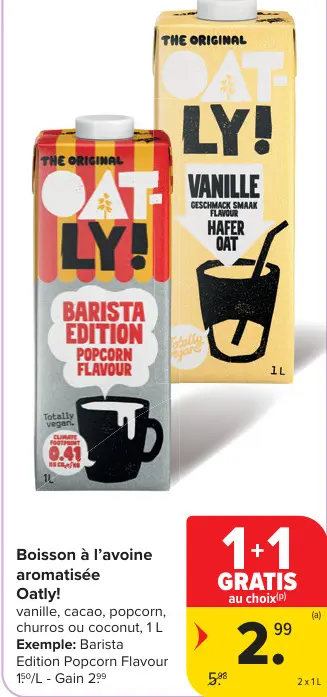 Offre: Boisson à l'avoine aromatisée