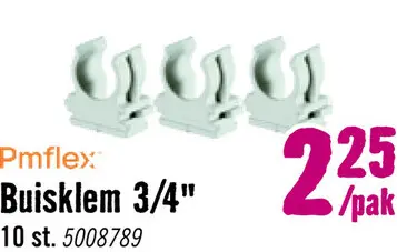 Aanbieding: PMFLEX Buisklem 19 mm PVC grijs, 10 stuks