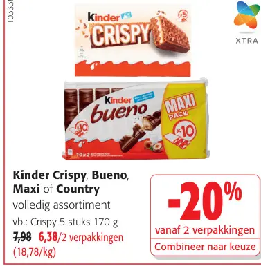 Promotie: Kinder Crispy, Bueno, Maxi of Country