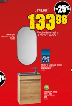 Offre: Meuble lave-mains + miroir + robinet
