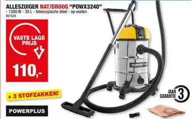 Promotie: Powerplus POWX3240 alleszuiger 1200W 30l